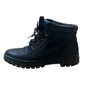 Timberland Black Leather Boots Women's 9M Lace-up Combat EUC Ankle Combat Moto